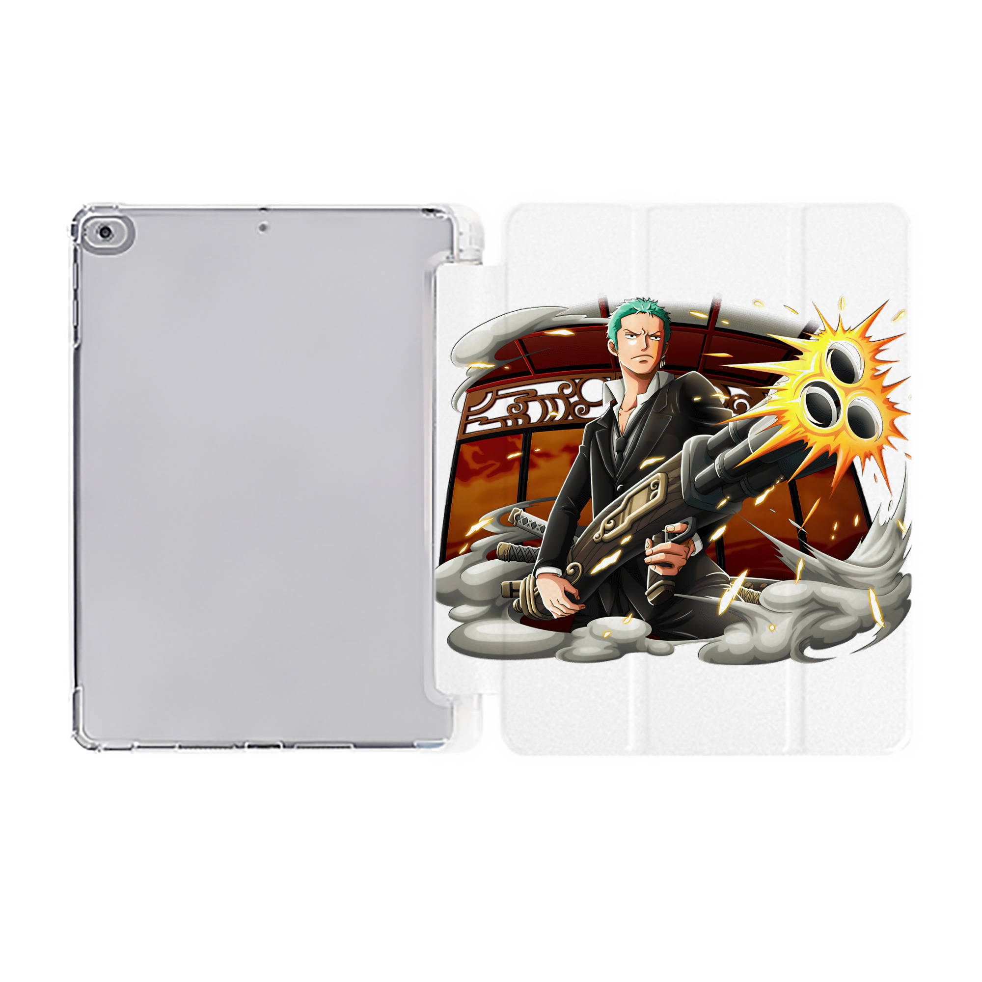（画像用） ワンピース ロロノア・ゾロ ONE PIECE Roronoa Zoro IPad ケース ペン収納付き 三つ折りスタンド PUレザー×シリコン 対応機種9.5/10.5/10.9インチ